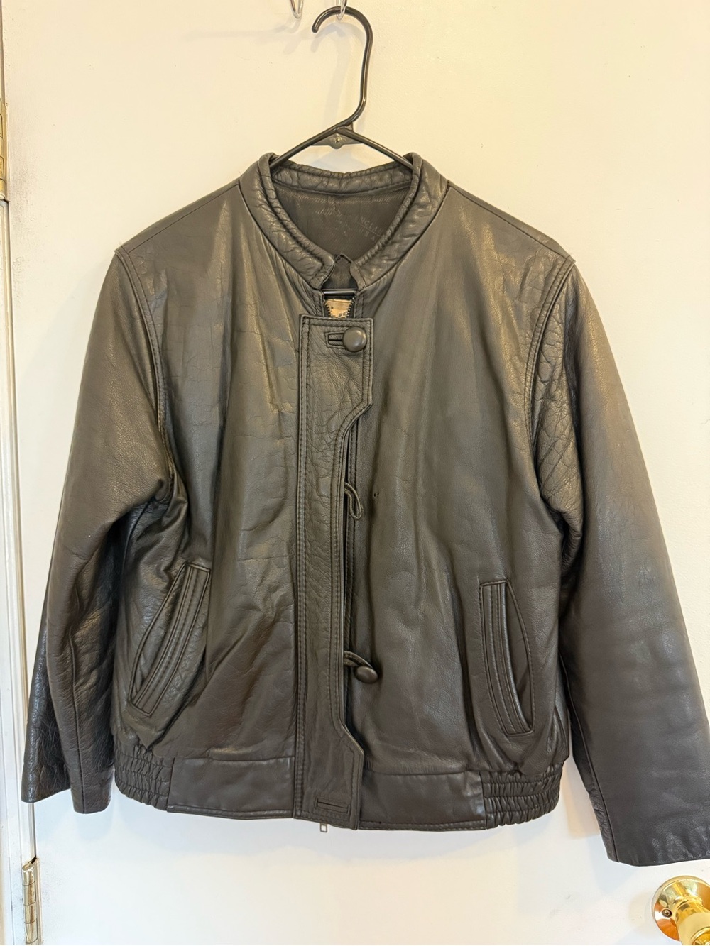 Revo Black Leather Bomber Jacket size S